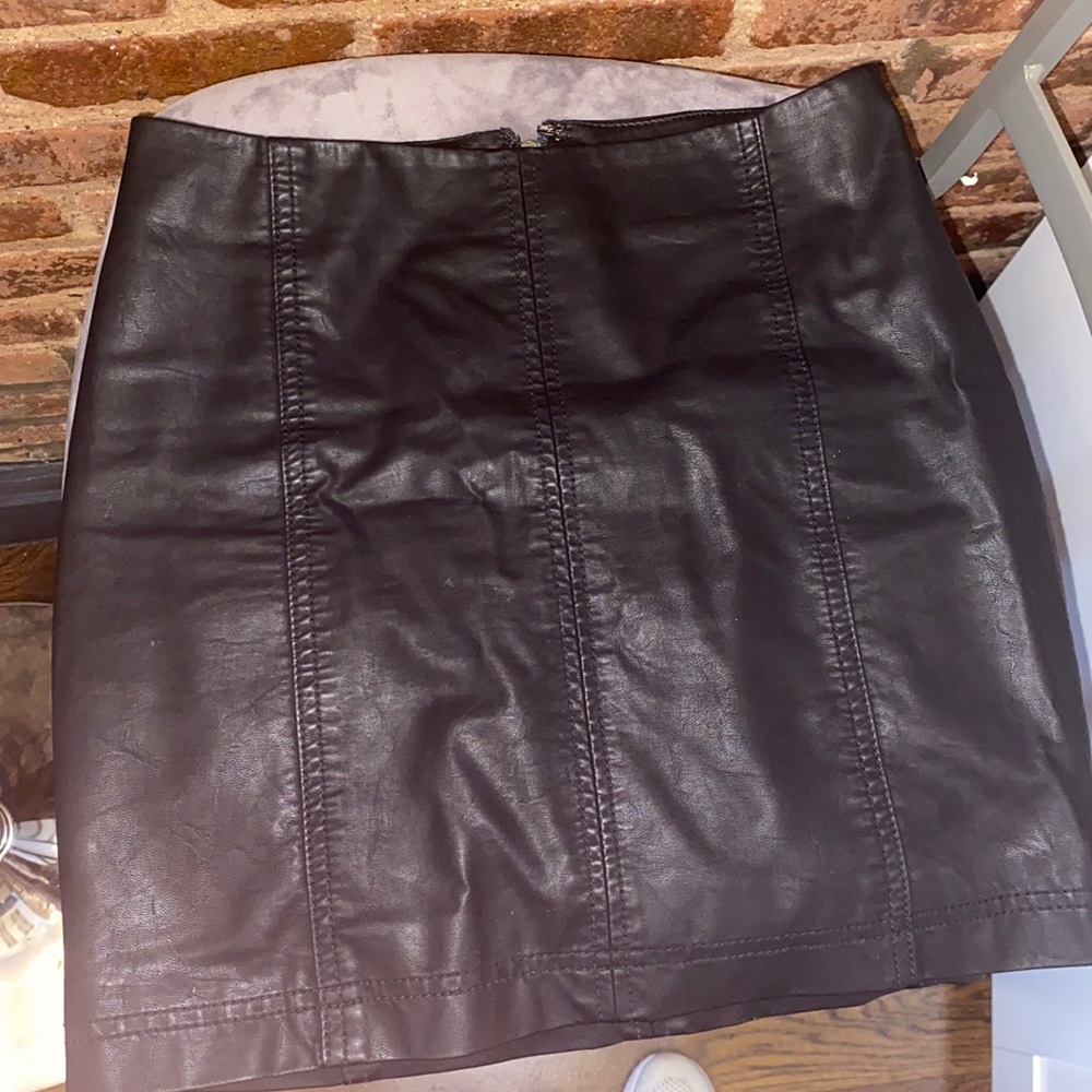 Black Leather Free People Skirt